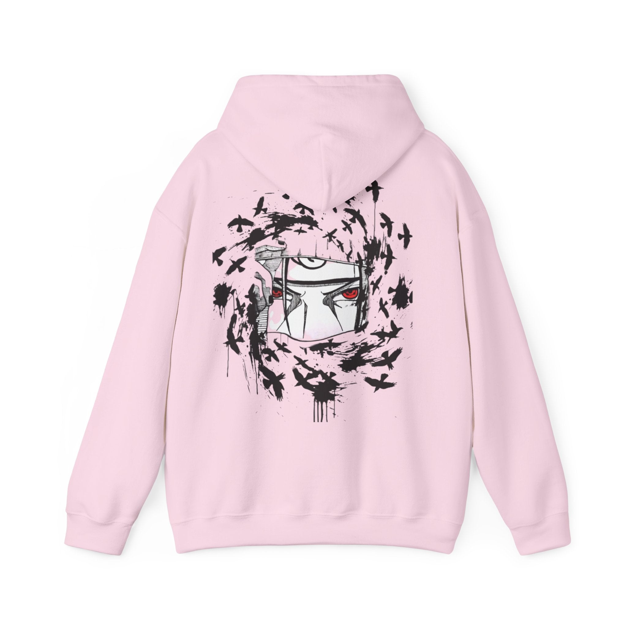 Anime Masked Eye Design Hoodie | Crow Swirl Graphic Back Print