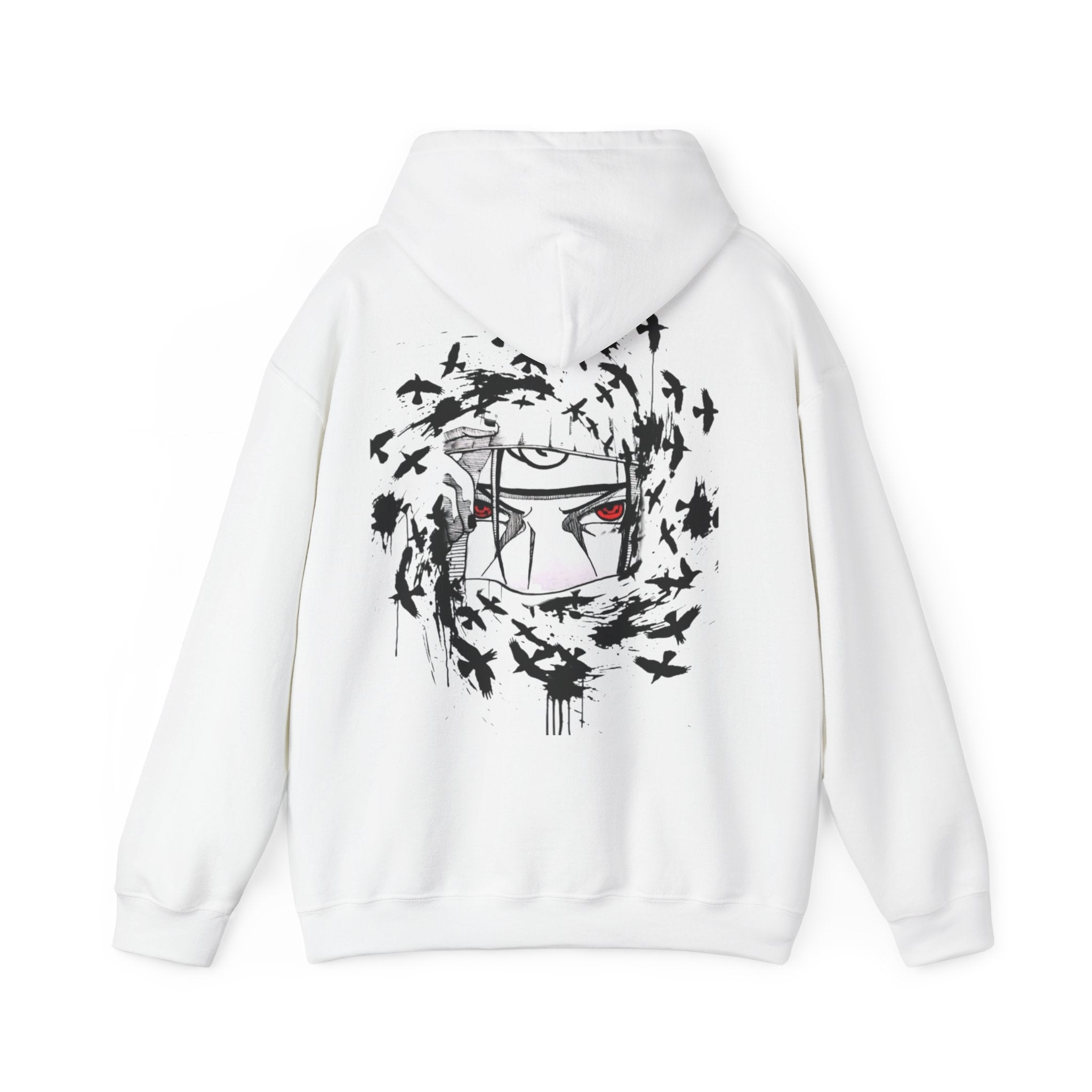 Anime Masked Eye Design Hoodie | Crow Swirl Graphic Back Print