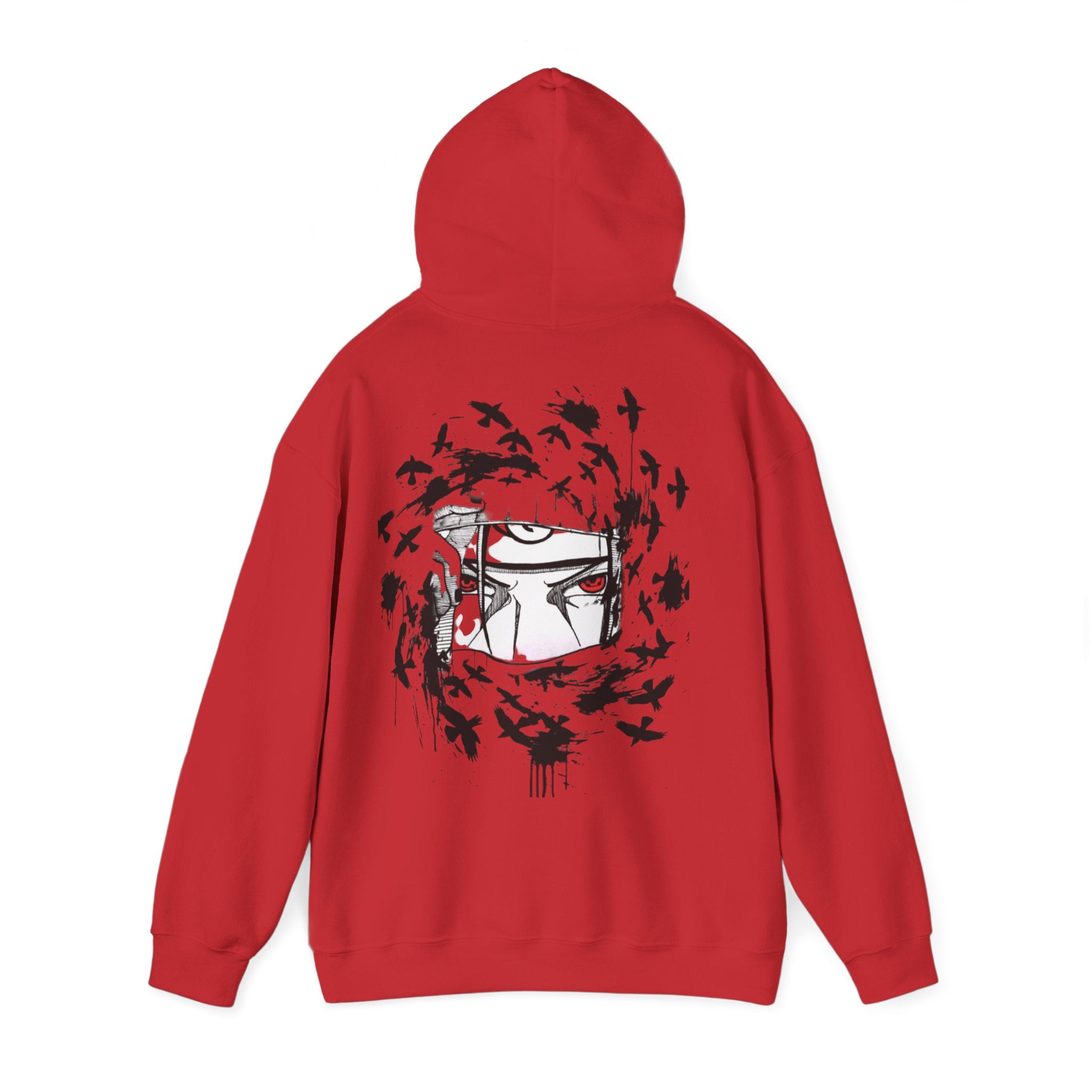 Anime Masked Eye Design Hoodie | Crow Swirl Graphic Back Print