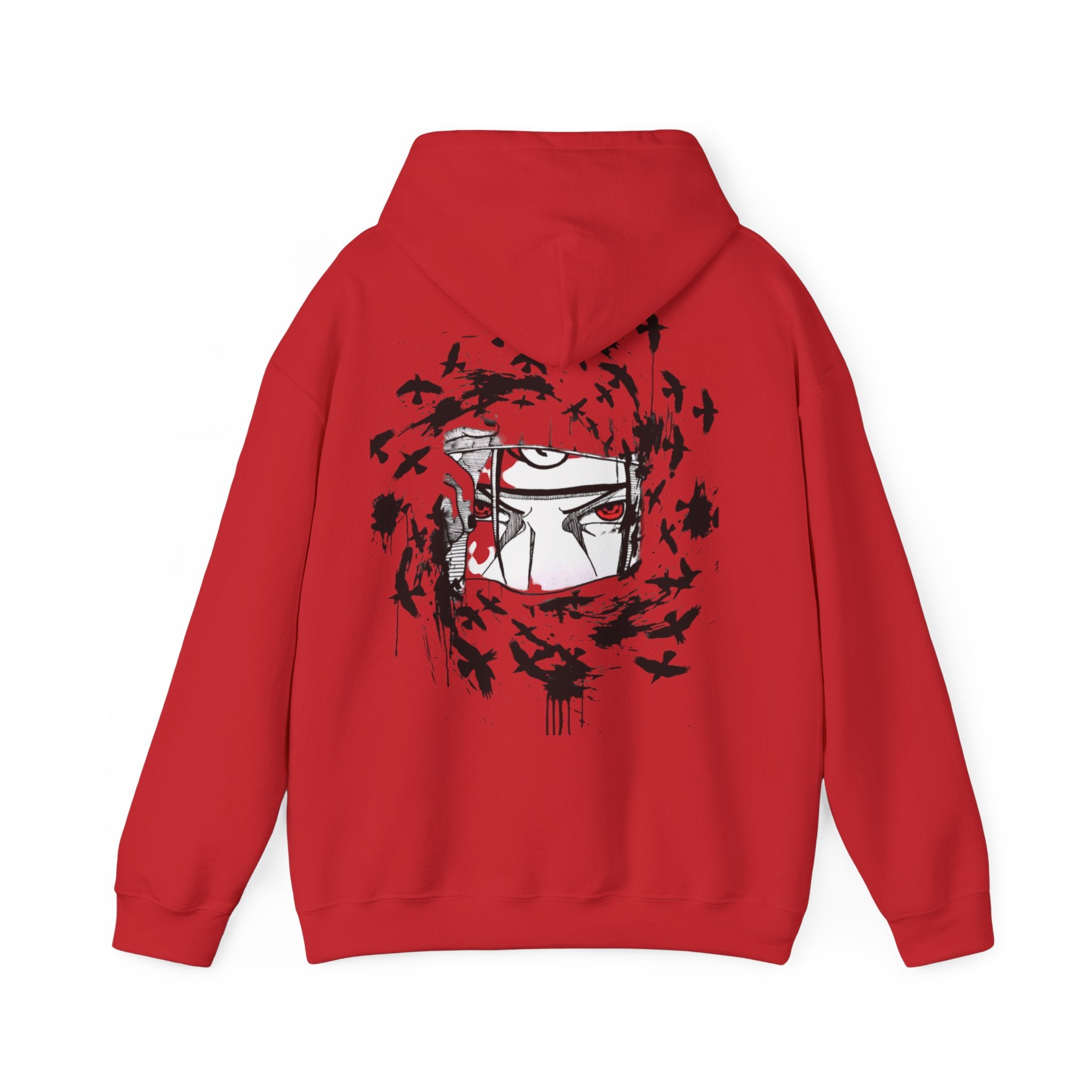 Anime Masked Eye Design Hoodie | Crow Swirl Graphic Back Print