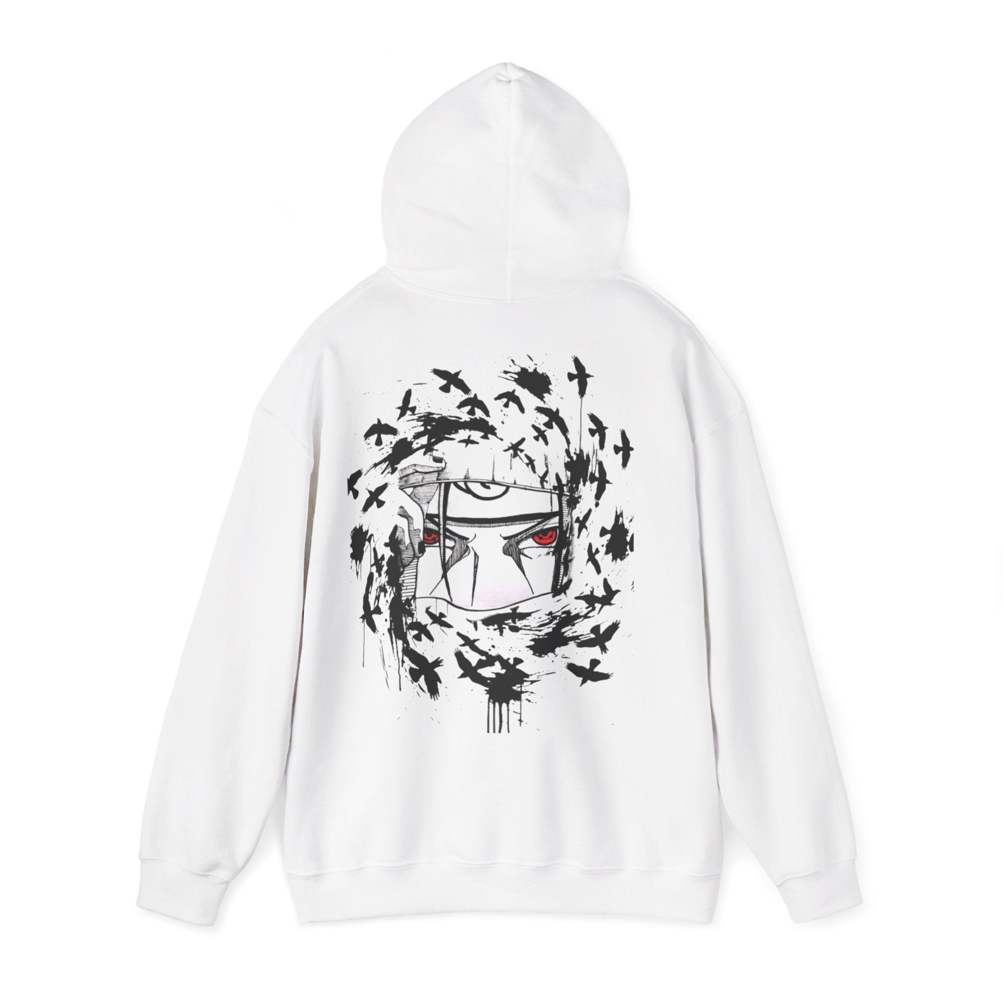 Anime Masked Eye Design Hoodie | Crow Swirl Graphic Back Print
